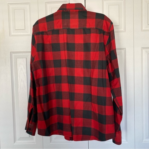 American Eagle Men’s Long Sleeve Plaid Flannel Button Up Red Shirt Lumberjack M - Picture 2 of 10